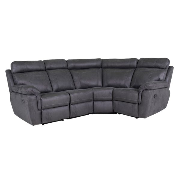 Baltimore Fabric Recliner Corner Sofa In Grey | Bed Sava