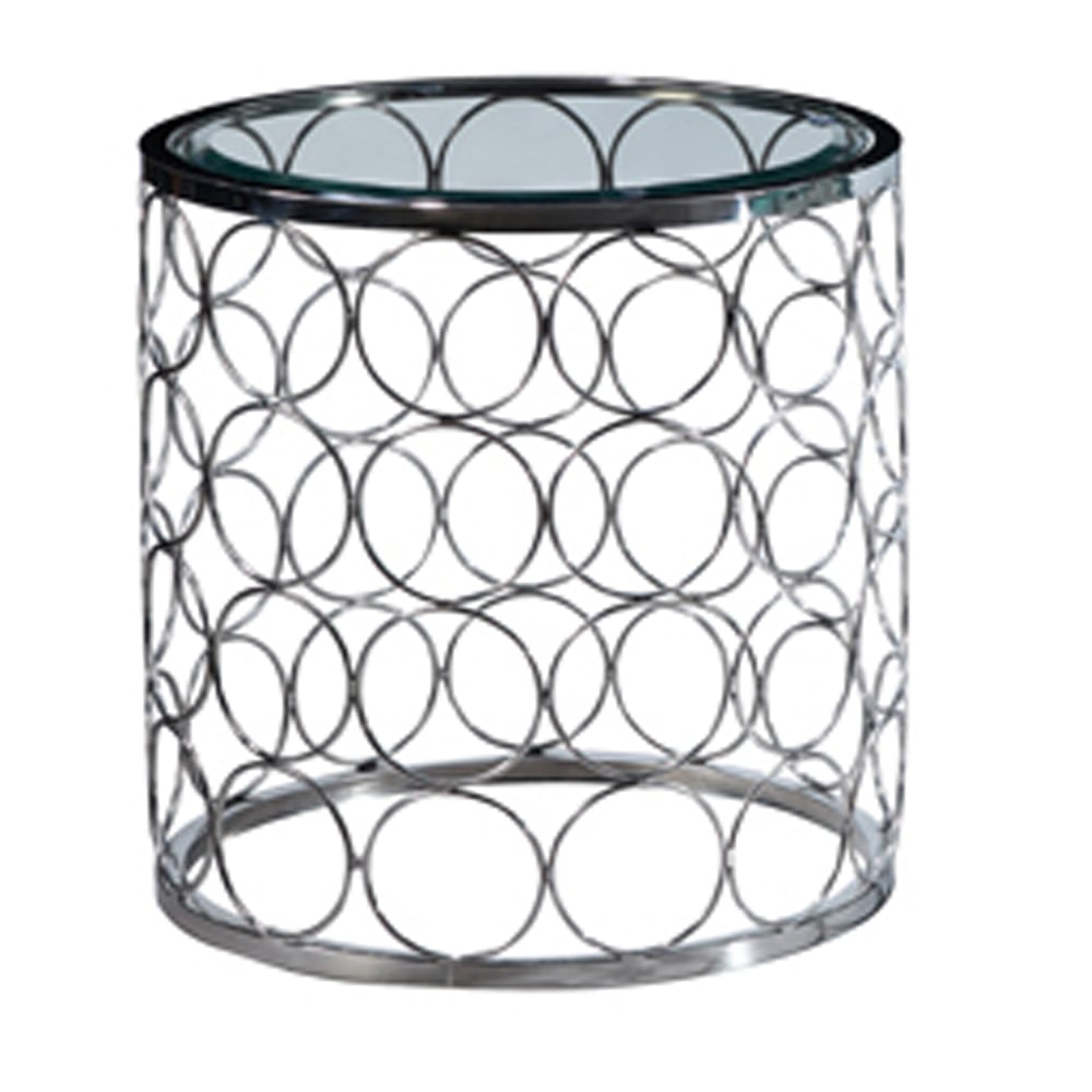 Balzac Clear Glass End Table With Stainless Steel Base