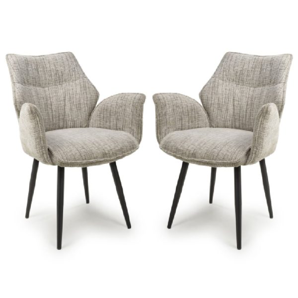 Banff Toffee Fabric Dining Chairs With Black Legs In Pair | Bed Sava