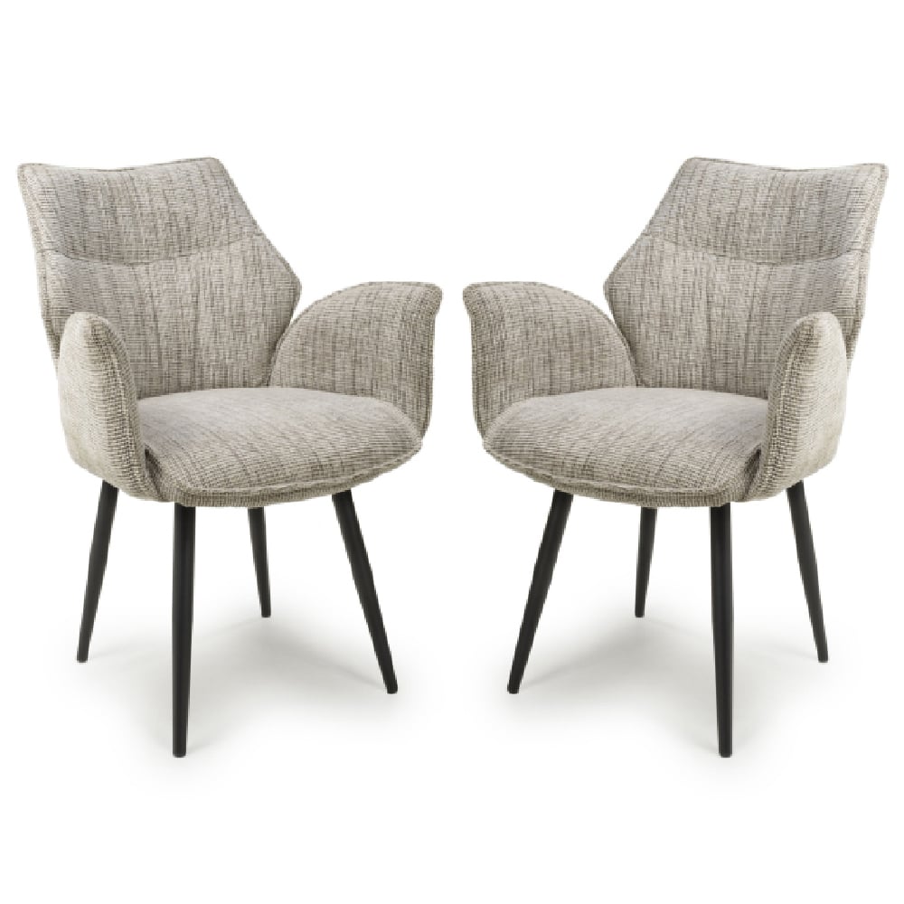 Banff Toffee Fabric Dining Chairs With Black Legs In Pair