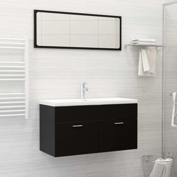 Banff Wooden 2 Piece Bathroom Furniture Set In Black | Bed Sava