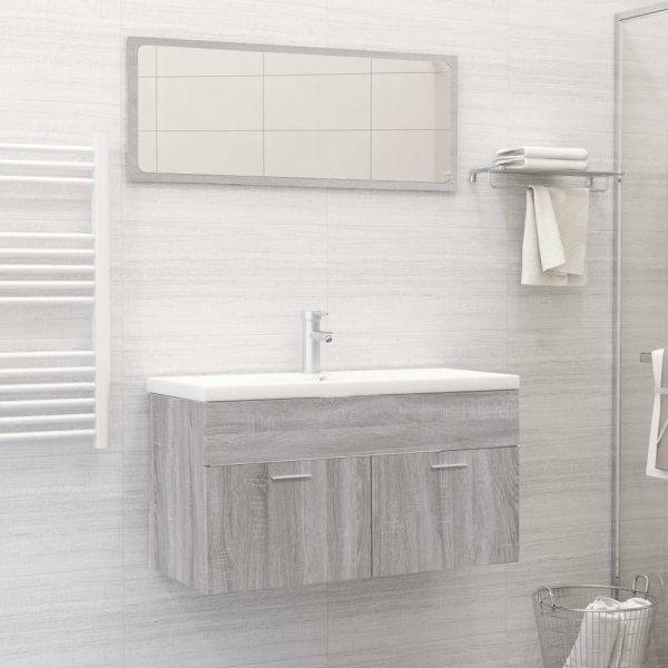 Banff Wooden 2 Piece Bathroom Furniture Set In Grey Sonoma | Bed Sava
