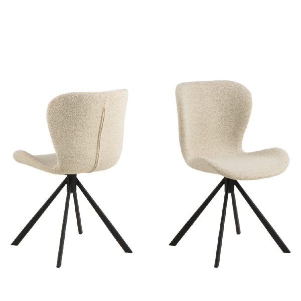 Bangor Cream Fabric Dining Chairs With Black Legs In Pair | Bed Sava