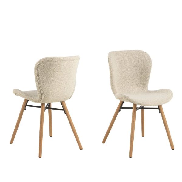 Bangor Cream Fabric Dining Chairs With Oak Legs In Pair | Bed Sava