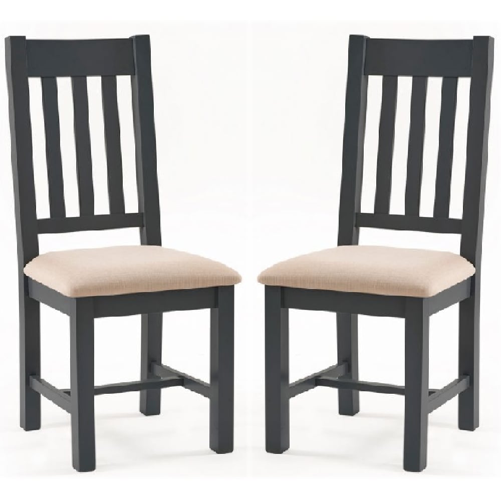 Baqia Dark Grey Wooden Dining Chairs In Pair
