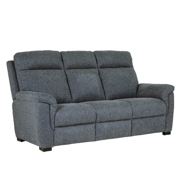 Baraboo Fabric 3 Seater Sofa With Black Legs In Azul | Bed Sava