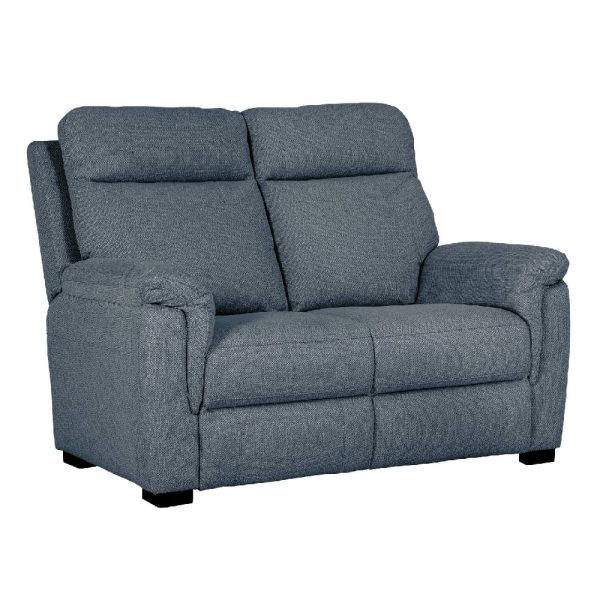 Baraboo Fabric 2 Seater Sofa With Black Legs In Azul | Bed Sava