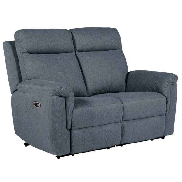 Baraboo Fabric Electric Recliner 2 Seater Sofa In Azul | Bed Sava