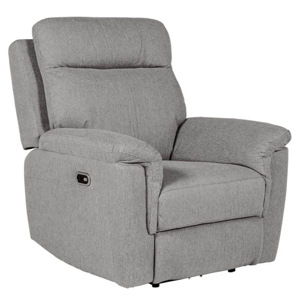 Baraboo Fabric Electric Recliner 1 Seater Sofa In Grey | Bed Sava
