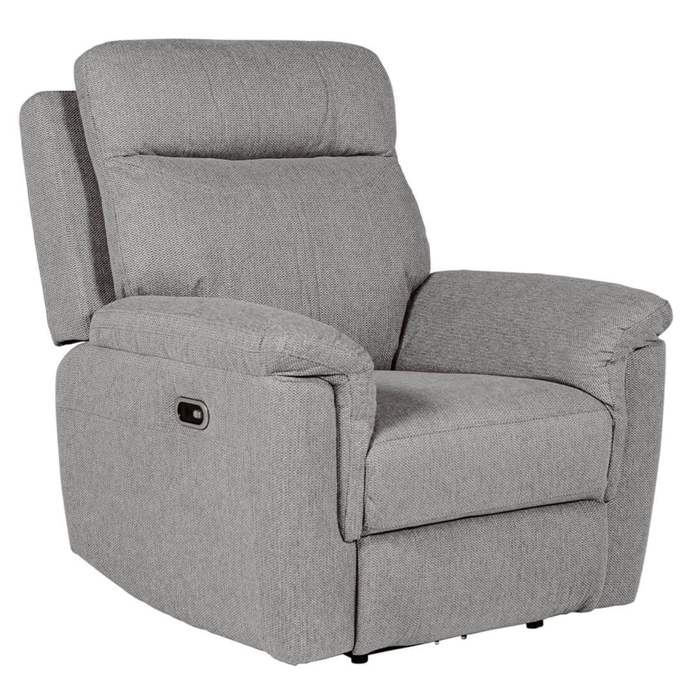 Baraboo Fabric Electric Recliner 1 Seater Sofa In Grey