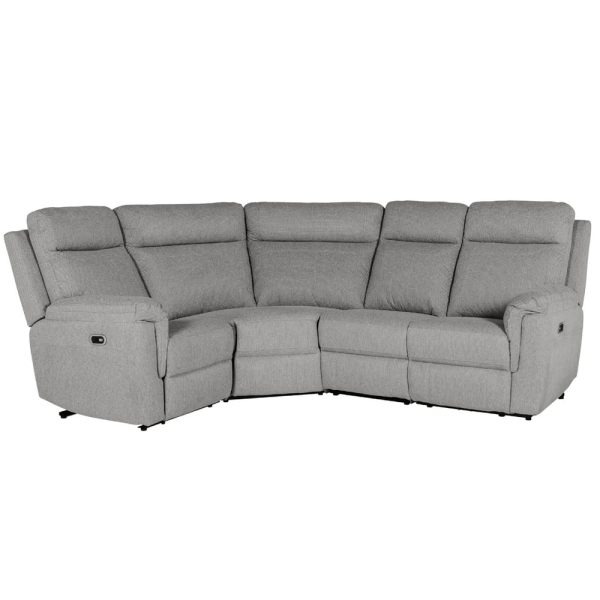 Baraboo Fabric Electric Recliner Corner Sofa In Grey | Bed Sava