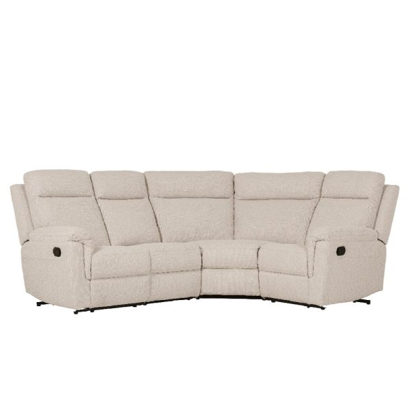 Baraboo Fabric Electric Recliner Fabric Corner Sofa In Beige | Bed Sava