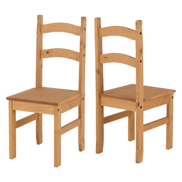 Baraboo Oak Wooden Dining Chairs In Pair | Bed Sava