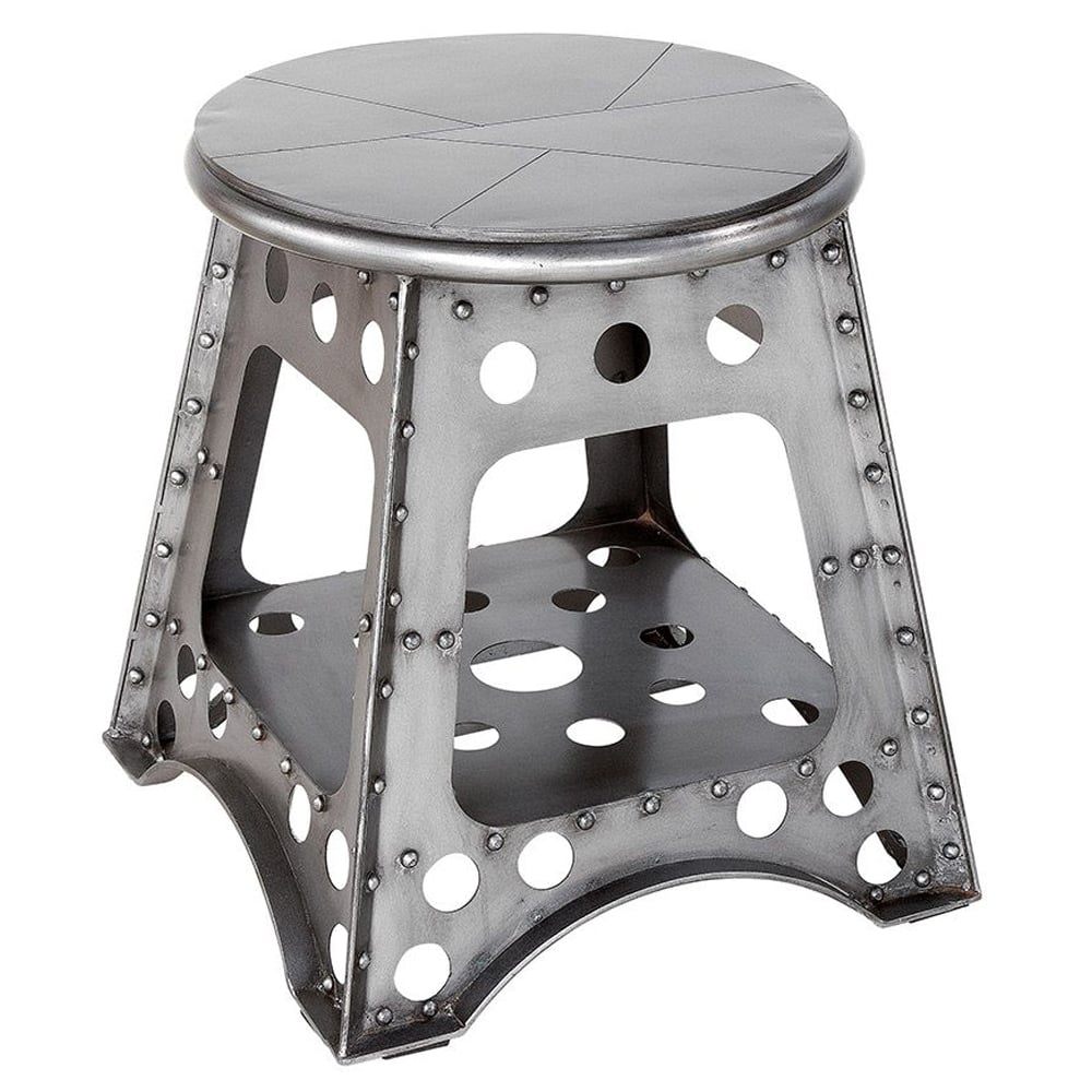 Baraboo Small Metal Stool In Silver