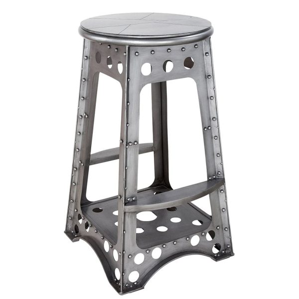 Baraboo Tall Metal Stool In Silver | Bed Sava