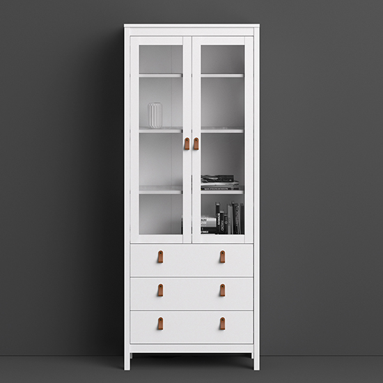 Barcila Wooden Display Cabinet With 2 Doors In White