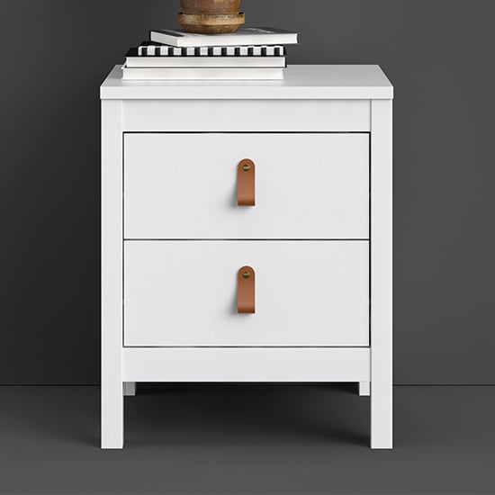Barcila Wooden Bedside Cabinet With 2 Drawers In White