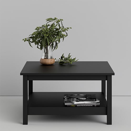 Barcila Wooden Square Coffee Table In Matt Black