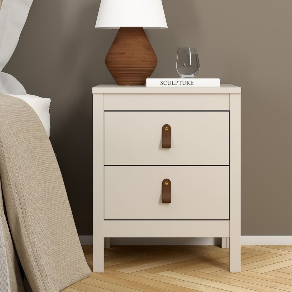 Barcila Wooden Bedside Cabinet With 2 Drawers In Cashmere