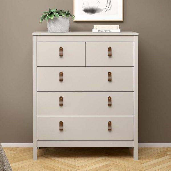 Barcila Wooden Chest Of 5 Drawers In Cashmere | Bed Sava