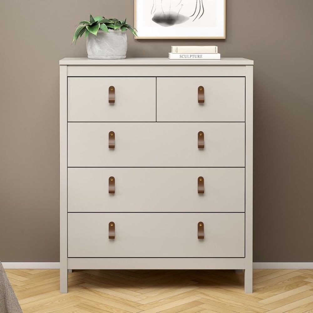 Barcila Wooden Chest Of 5 Drawers In Cashmere