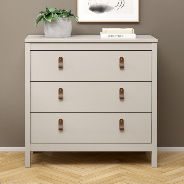 Barcila Wooden Chest Of 3 Drawers In Cashmere | Bed Sava