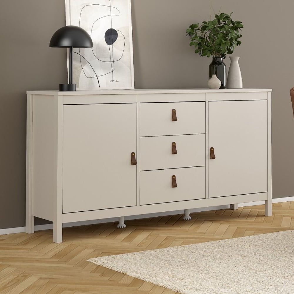 Barcila Wooden Sideboard With 2 Doors 3 Drawers In Cashmere