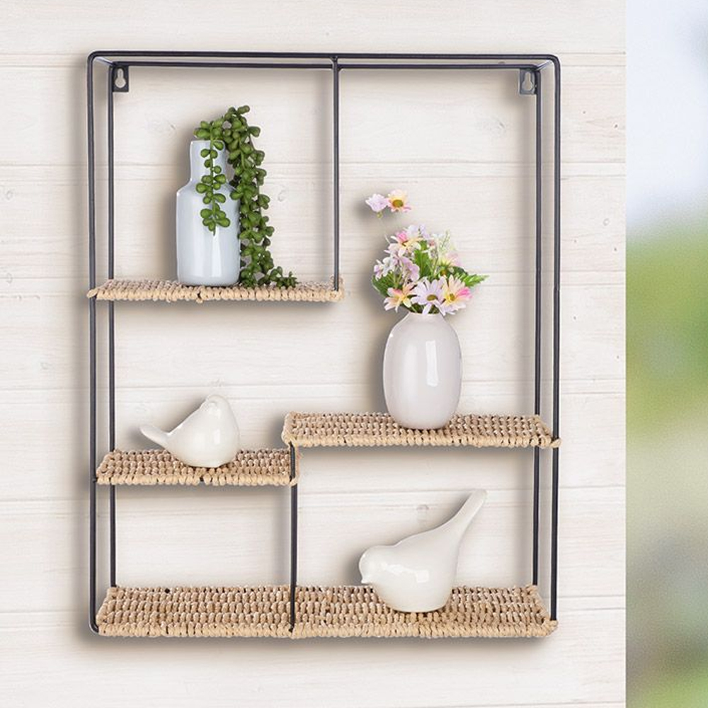 Barco Metal Rectangular Wall Hung Shelving Unit In Black