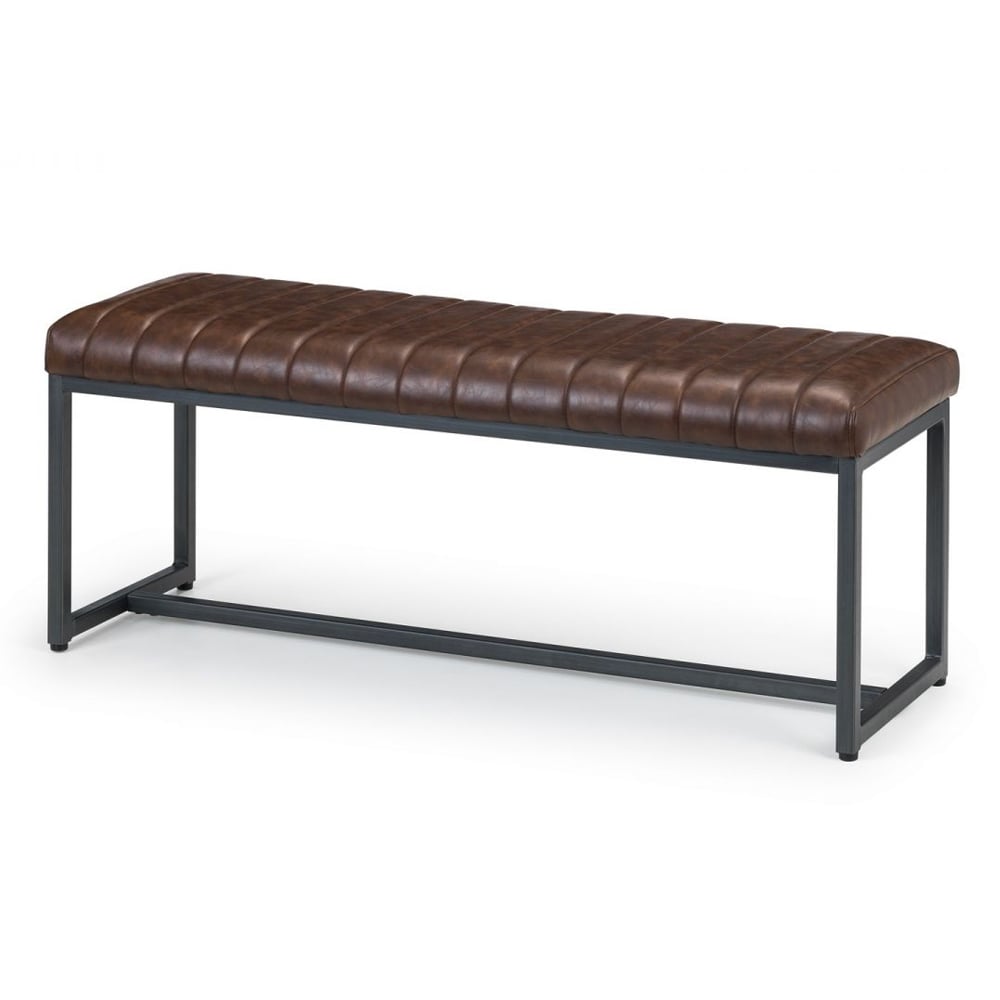 Barras Faux Leather Dining Bench In Brown