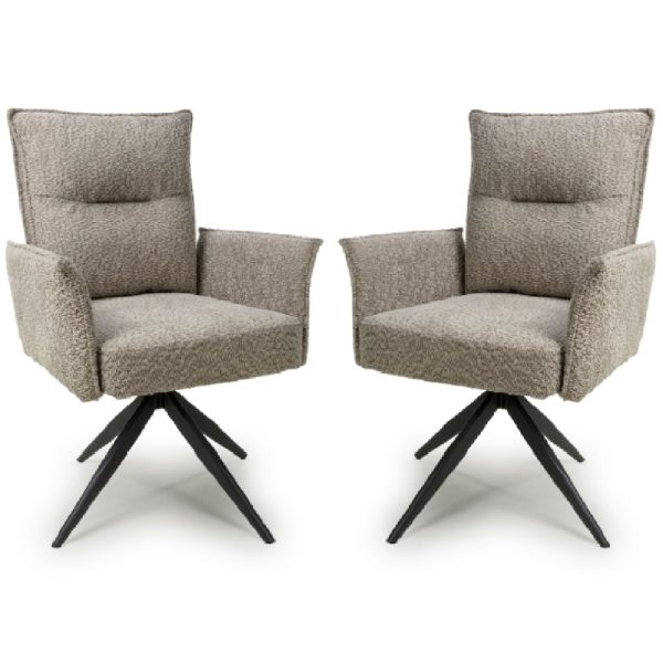 Barre Mink Fabric Dining Chairs With Black Legs In Pair | Bed Sava
