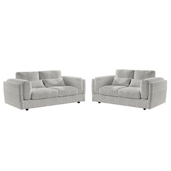 Barrie Fabric 3+2 Seater Sofa Set In Grey | Bed Sava