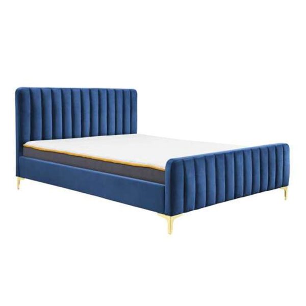 Barrie Fabric Double Bed In Midnight Blue | Bed Sava
