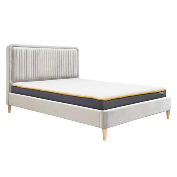 Barrie Fabric Double Bed In Warm Stone | Bed Sava