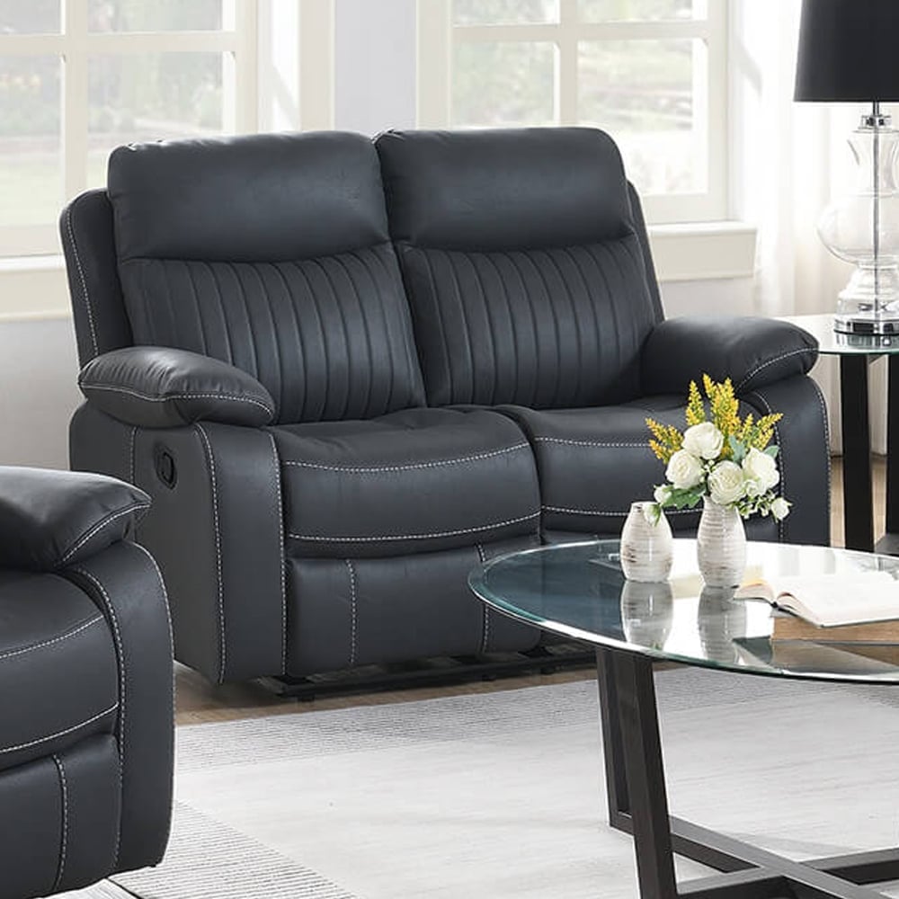Barrie Fabric Recliner 2 Seater Sofa In Dark Grey Match