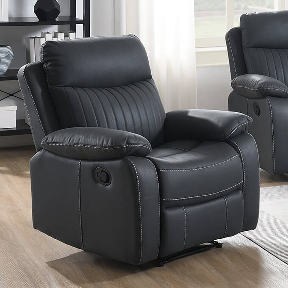 Barrie Fabric Recliner 1 Seater Sofa In Dark Grey Match