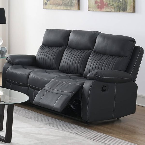 Barrie Fabric Recliner 3 Seater Sofa In Dark Grey Match | Bed Sava