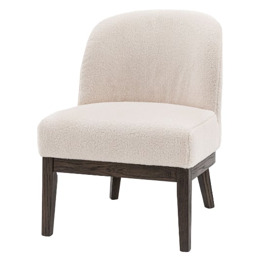 Barrie Fabric Bedroom Chair With Oak Leg In Vanilla