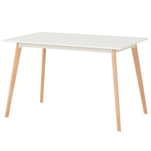 Barrie Wooden Dining Table With Oak Legs In White | Bed Sava
