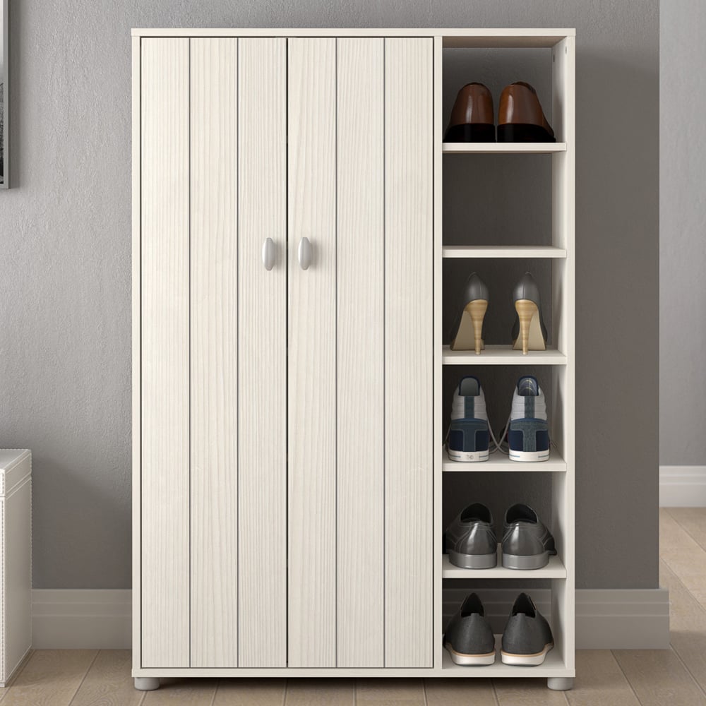 Barrie Wooden Shoe Storage Cabinet With 2 Doors In White