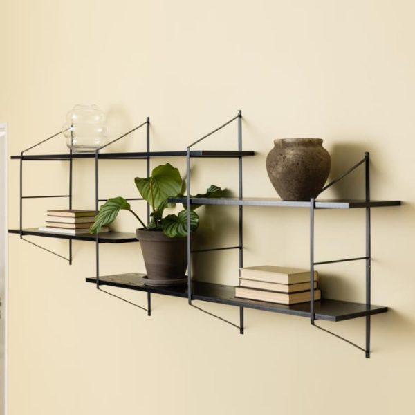 Barrie Wooden Wall Hung Bookcase In Matt Black | Bed Sava