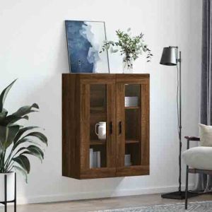 Barrie Wooden Wall Mounted Storage Cabinet In Brown Oak | Bed Sava