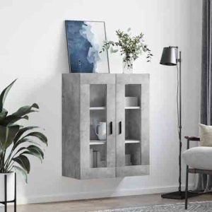 Barrie Wooden Wall Mounted Storage Cabinet In Concrete Grey | Bed Sava