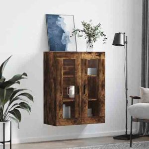 Barrie Wooden Wall Mounted Storage Cabinet In Smoked Oak | Bed Sava