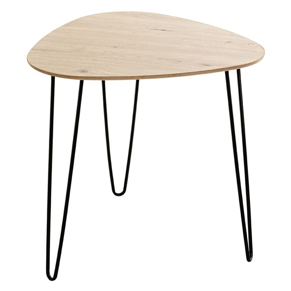 Bartow Large Wooden End Table With Black Metal Legs In Oak