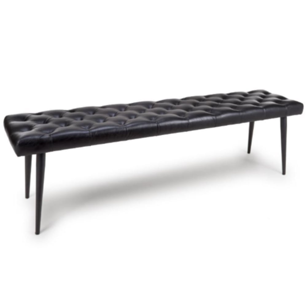 Basel Buffalo Leather Dining Bench In Black
