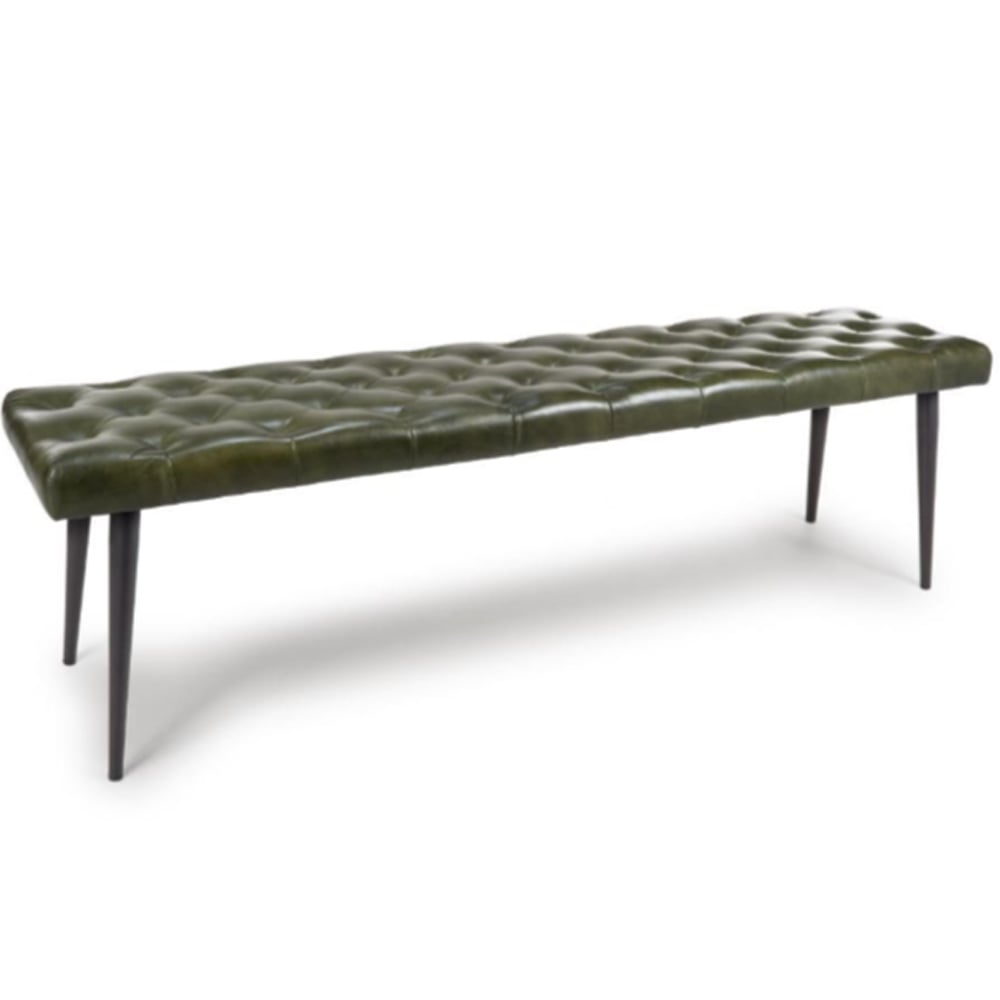 Basel Buffalo Leather Dining Bench In Green