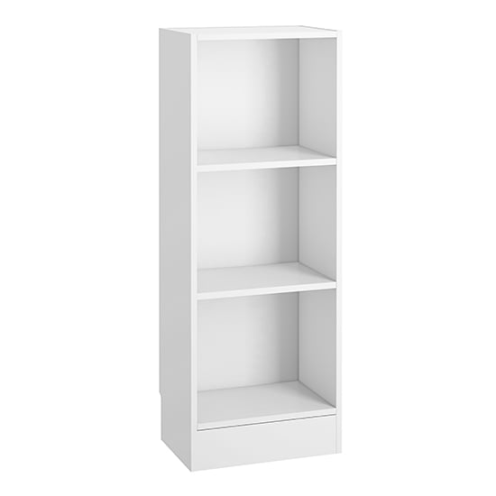 Baskon Wooden Narrow Bookcase With 3 Shelves In White