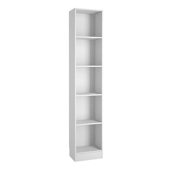Baskon Wooden Narrow Bookcase With 5 Shelves In White