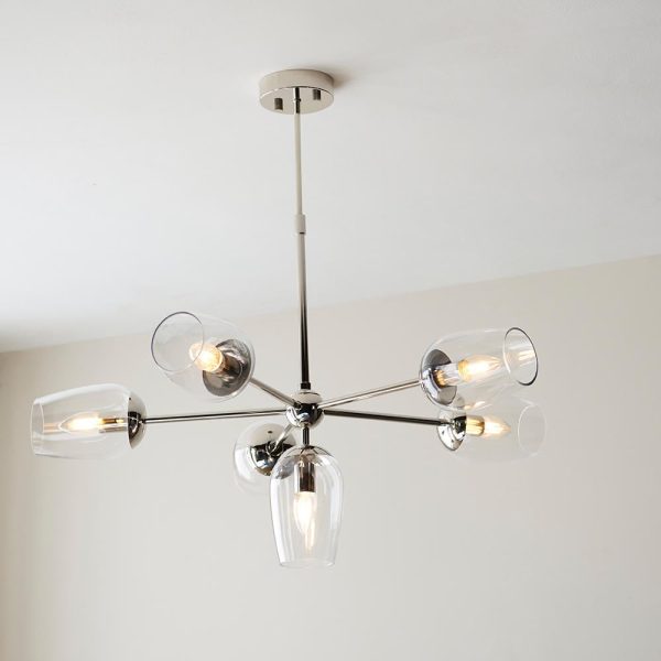 Bastrop Clear Glass Pendant Ceiling Light In Bright Nickel | Bed Sava