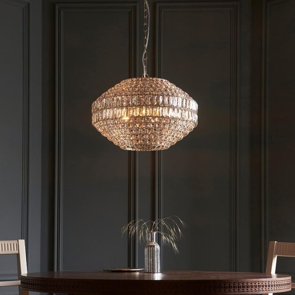 Bastrop Crystal Glass Pendant Ceiling Light In Chrome | Bed Sava